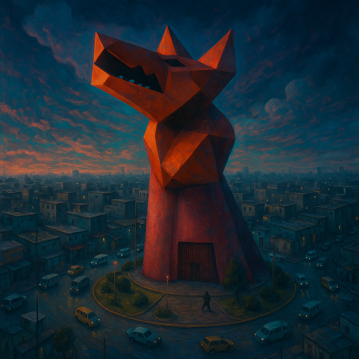 Escultura del coyote hambriento en Ciudad Neza, barrio popular en la Ciudad de México