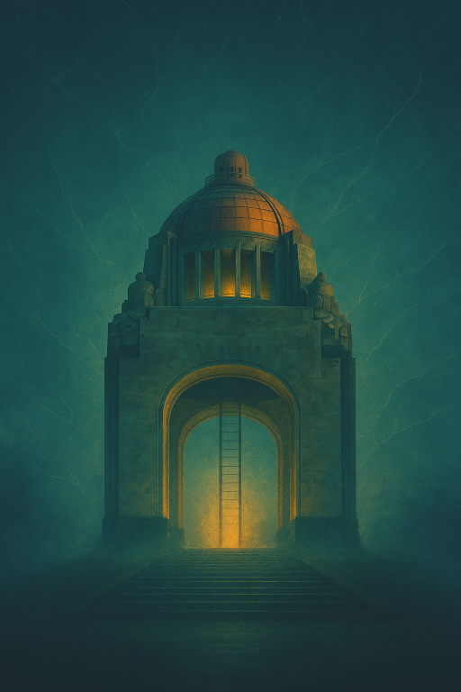 Imagen surrealista del bello Monumento a la Revolución en la Ciudad de México