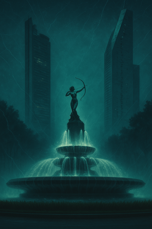 Versión estilizada de la Fuente de la Diana Cazadora y edificios icónicos del bonito Paseo de la Reforma, arteria que cruza el corazón de la Ciudad de México